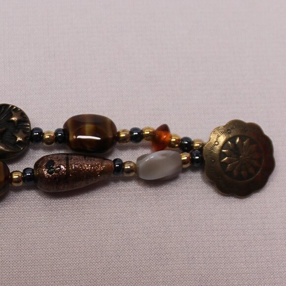 Two Strand Glass Bead Bracelet w/Brass Clasp - Picture 4 of 11